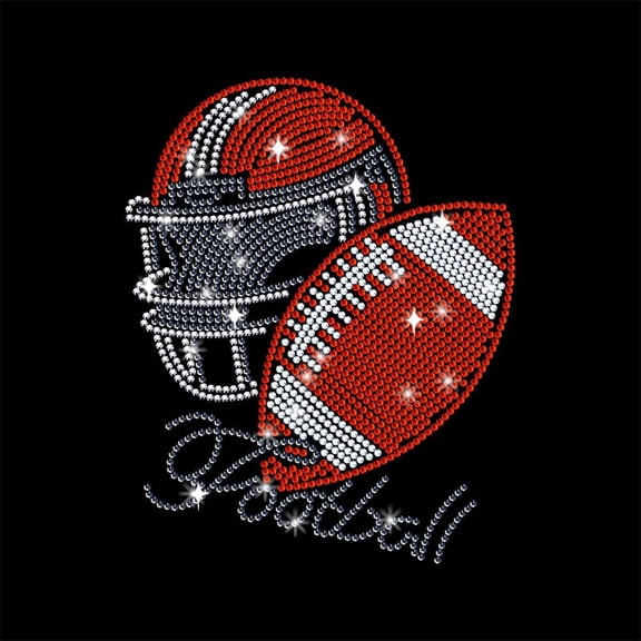 Rugby Rhinestone Iron on Transfer 11.7x8.3 Inch Heat Transfer Decal Bling Crystal Decals Clear Rhinestone Template Clothing Repair Applique for T-Shirt Clothing Pants Bags