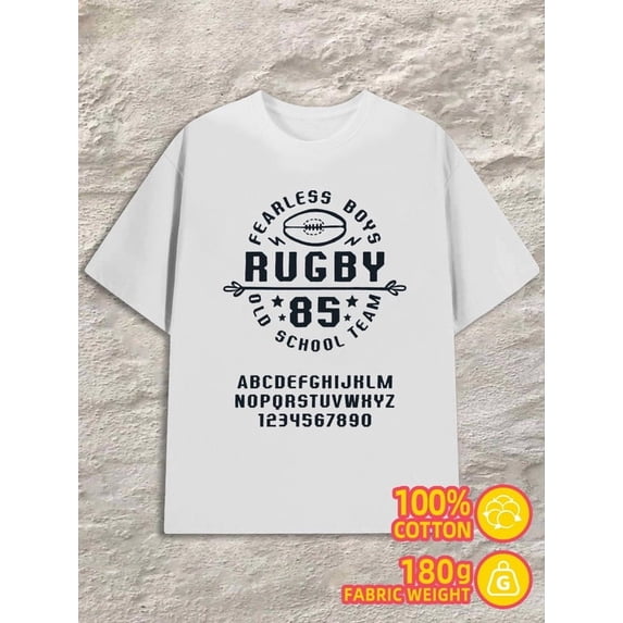 Greenink Rugby School Team men 180G Cotton white Trendy Unisex Shirt Printed tshirts Classic Unisex Shirt Graphic tshirts Casual Unisex Shirt Graphic tshirts