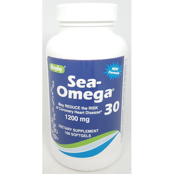 Rugby Sea-Omega 30 Natural Fish Oil Concentrate Capsules, 1200 mg, 100 Count