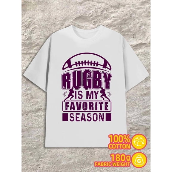 Rugby Season Tee mens 180G 100% Cotton white Classic Unisex Shirt Graphic tshirts Classic Unisex Shirt Graphic Tee tshirts Fashion Unisex Shirt Graphic Tee tshirts