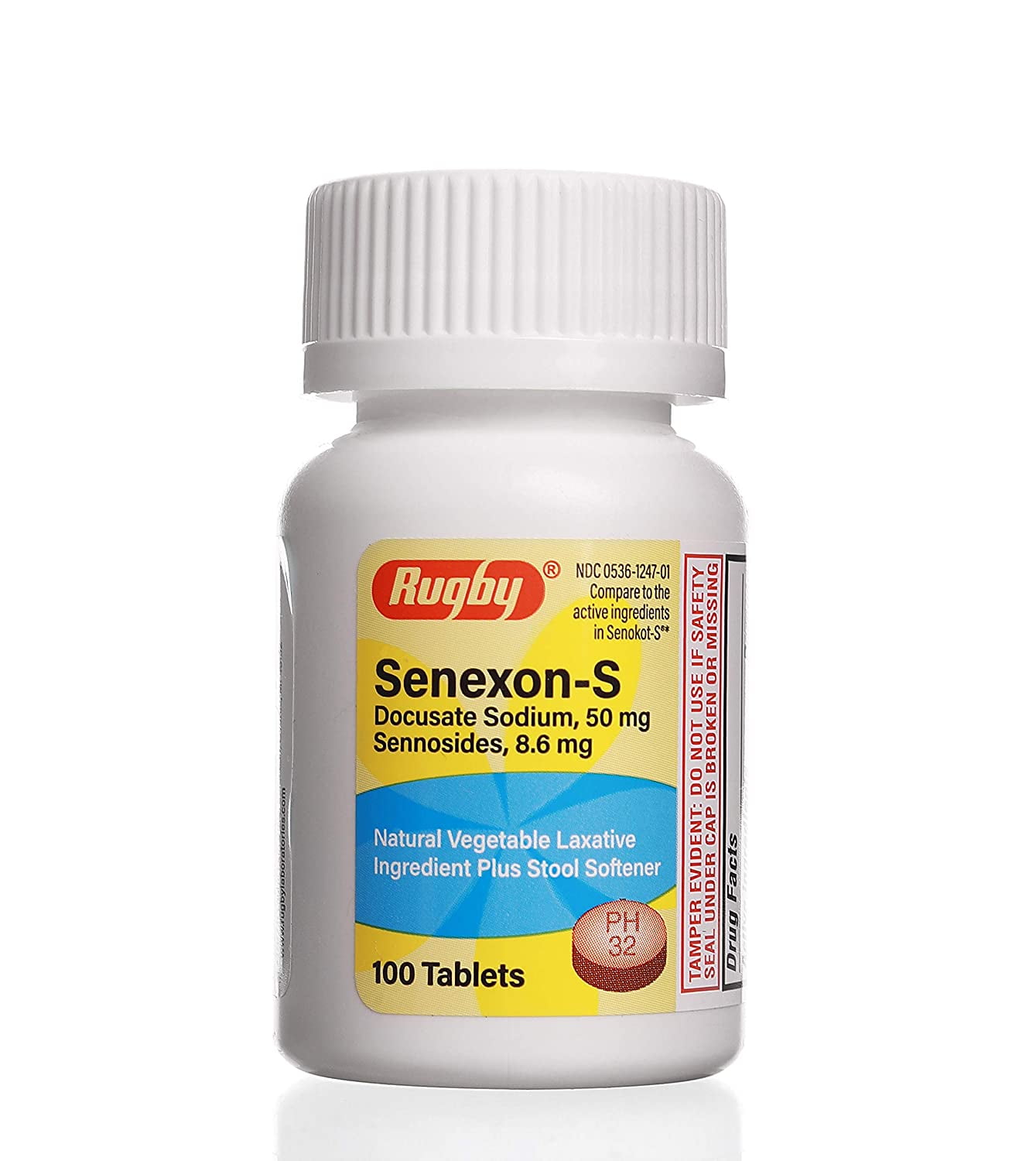 PERI-COLACE Rugby Senexon-S Tablets Laxative Plus Stool Softener - 8.6-50mg 100 Tablets. Pack of 6 X 100