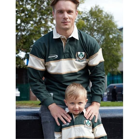 Rugby Shirt Long Sleeve for Men Guinness Ireland Sweatshirt Lansdowne Adults Bottle Green Color, X-Large Size