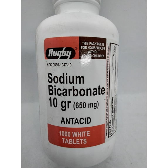 Rugby Sodium Bicarbonate Tablets for Heartburn, Acid Indigestion - 1000 Count