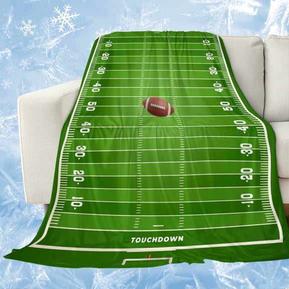 Rugby Sport Cooling Blanket, Lightweight Breathable Summer Throw Blanket with Double Sided Cold Effect, American Football Field Stadium Picnic Beach Blankets Bed Sheet for Hot Sleepers 30"x40"