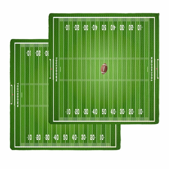 Rugby Sport Dish Towels Set, Waffle Weave Kitchen Towels 2 Pieces, American Football Field Stadium Microfiber Hair Face Bath Tea Towel Absorbent Quick Drying Cleaning Dish Cloths 12"x12"