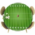 thumbnail image 1 of Rugby Sport Round Tablecloth, Fitted Table Cover with Elastic for 45"-54" Round Tables, American Football Field Stadium Table Cloth Outdoor Indoor Dinning Party Waterproof Tablecloths, 1 of 7