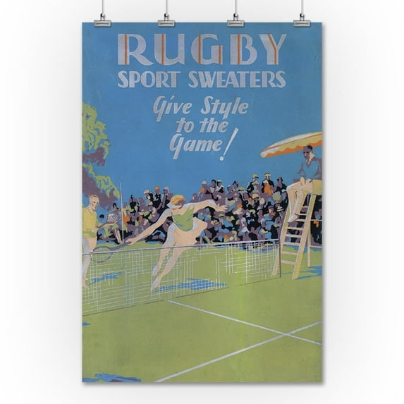 Rugby Sport Sweaters Vintage Poster England (36x54 Giclee Gallery Print, Wall Decor Travel Poster)