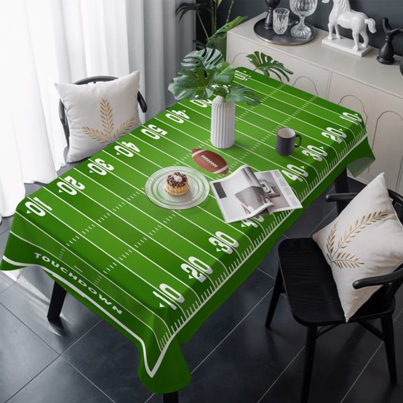 Rugby Sport Table Cloth Waterproof Tablecloths, American Football Field Stadium Tablecloth Dining Table Cover for Kitchen Party Tabletop Outdoor, Rectangle Tablecloth 60x120 Inch