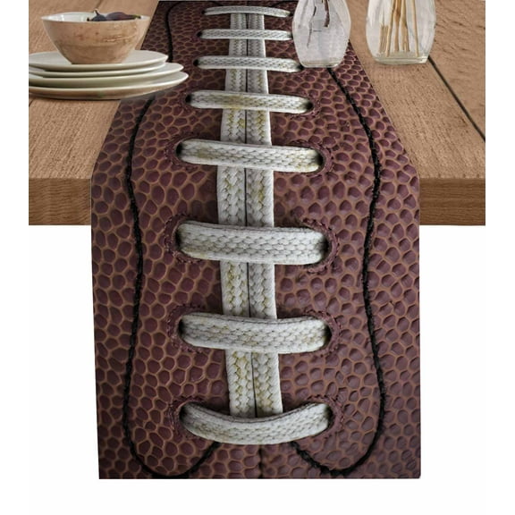 Rugby Sport Table Runner 36 Inches, Usa Sport White Red Brown Ball Bed Runner Dresser Scarves Tabletop for Indoor Outdoor Parties/Ceremony/Banquet, 13"x 36"
