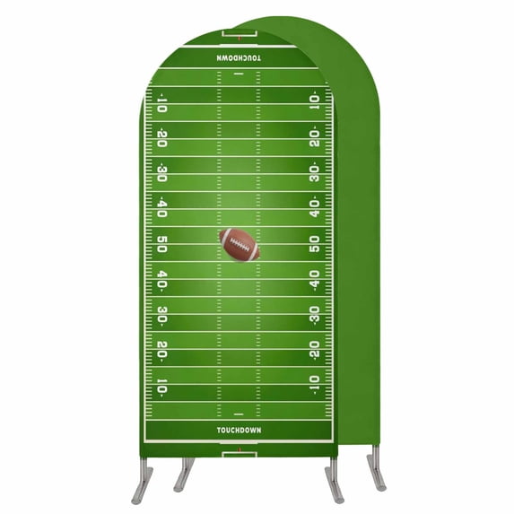Rugby Sport Wedding Arch Cover, Stretchy Spandex Arch Backdrop Stand Covers 6.6 FT, American Football Field Stadium Round Top Arched Backdrop Cover for Birthday Party Ceremony Baby Shower Event