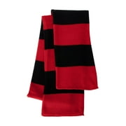 Rugby-Striped Knit Scarf - One Size / Red/ Black