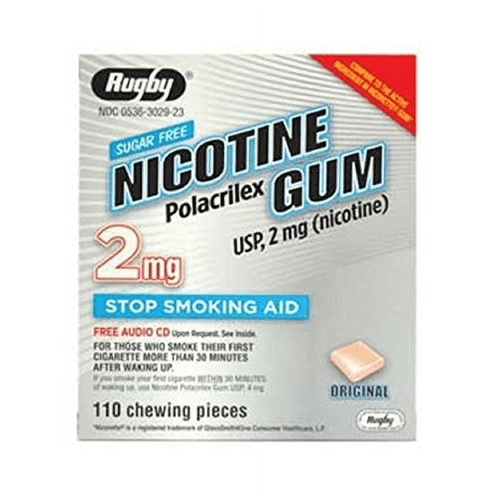 Rugby Sugar-Free Original Nicotine Gum, 110 Ct, 6-Pack