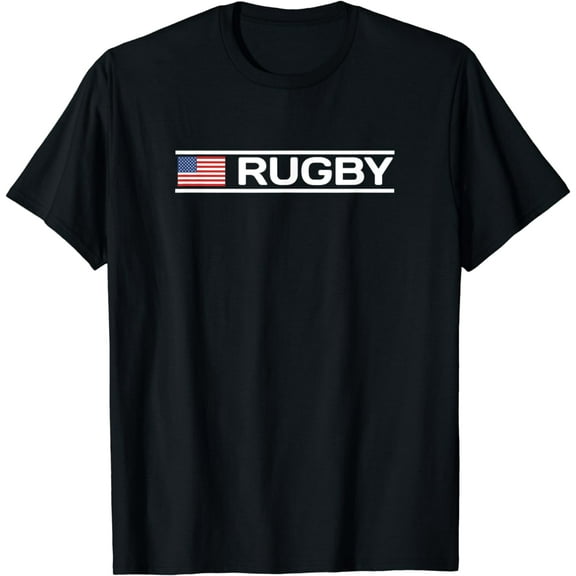 Rugby Text with USA Flag T-Shirt