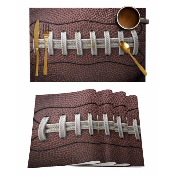 Rugby Texture Placemats Set of 4 Usa Sport Heat Insulation Washable Place Mats, Rustic Non-Slip Table Mats for Dining Table Party Kitchen Decor,13x19 Inch