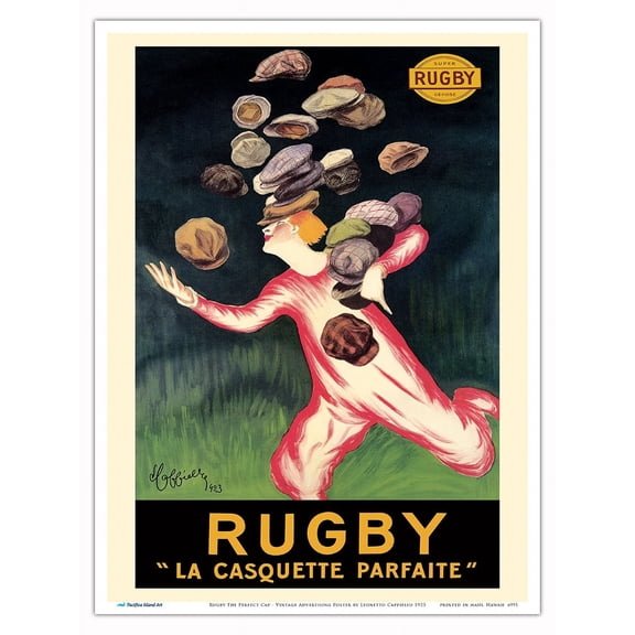 Rugby The Perfect Cap (La Casquette Parfaite) - Vintage French Advertising Poster by Leonetto Cappiello c.1923 - Master Art Print (Unframed) 9in x 12in