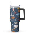 thumbnail image 1 of Rugby Travel Mug with Handle Lid Straw Insulated Stainless Steel Tumbler Coffee Cup Hot Cold Drink Bottle for Men Women Boys Girls Travelers Drivers, 1 of 5