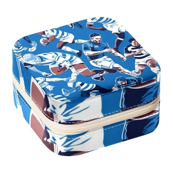 Rugby Travel Portable Square Jewelry Box Earring Necklace Bracelet Holder Organizer Display Case Stand Decorative Box Storage Box