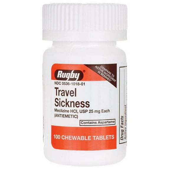 Rugby Travel Sickness Meclizine Hcl 100 Chewables