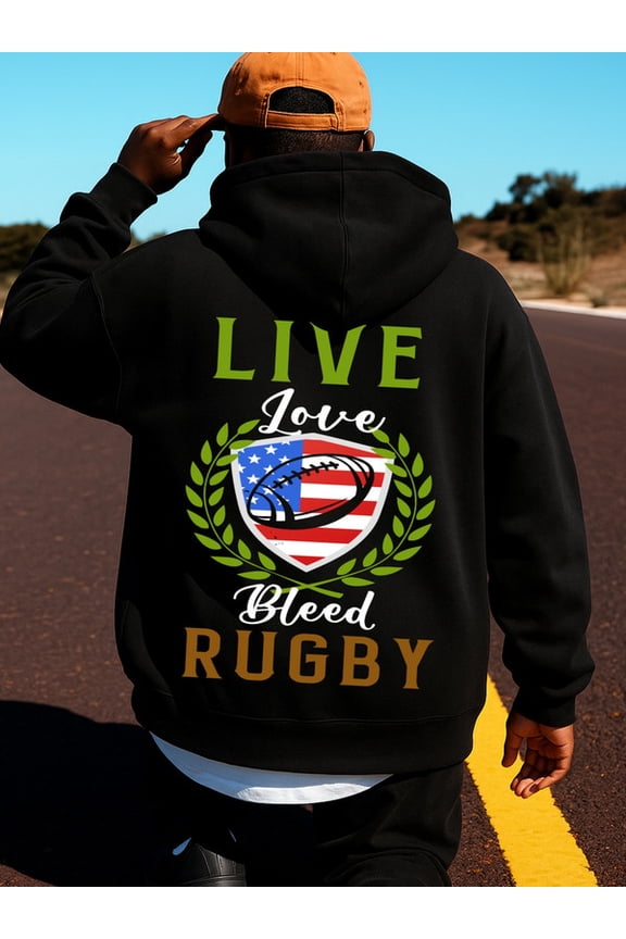 Rugby USA Pride hoodies & sweatshirt Exercise men's graphic hoodies black Solid Color Design Long Sleeve Casual Hooded Sweatshirt funny gift basketball Running Trendy Unisex hoodie