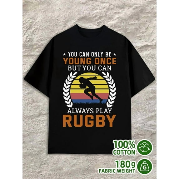 Rugby Vintage Tee men's 180G 100% Cotton black Classic Unisex Shirt Cotton tshirts Basic Unisex Shirt Printed tshirts Unique Design Unisex Shirt Printed tshirts