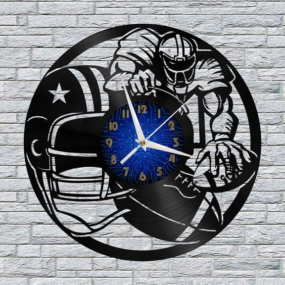 Rugby Vinyl Wall Clock, Vinyl Record Clock Wall Art Silent & Non-ticking(12 inchs B)