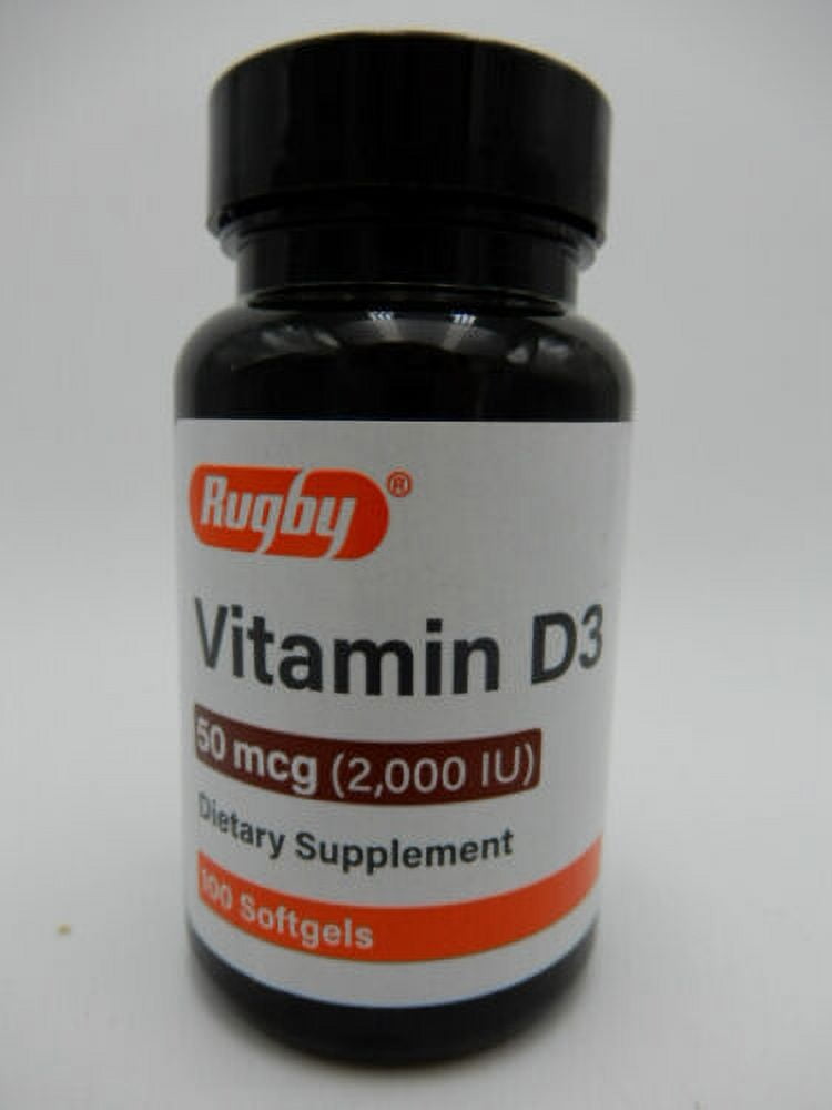 Rugby Vitamin D3 50 mcg (2000IU) Supplement 100 Softgels