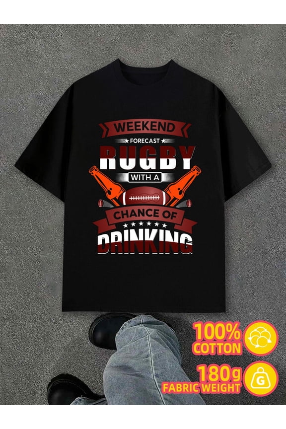 Rugby Weekend Drinking mens black 180G 100% Cotton Soft and comfortable Classic Unisex Shirt Graphic tshirts Original Unisex Shirt Printed tshirts Funny Unisex Shirt Cotton tshirts