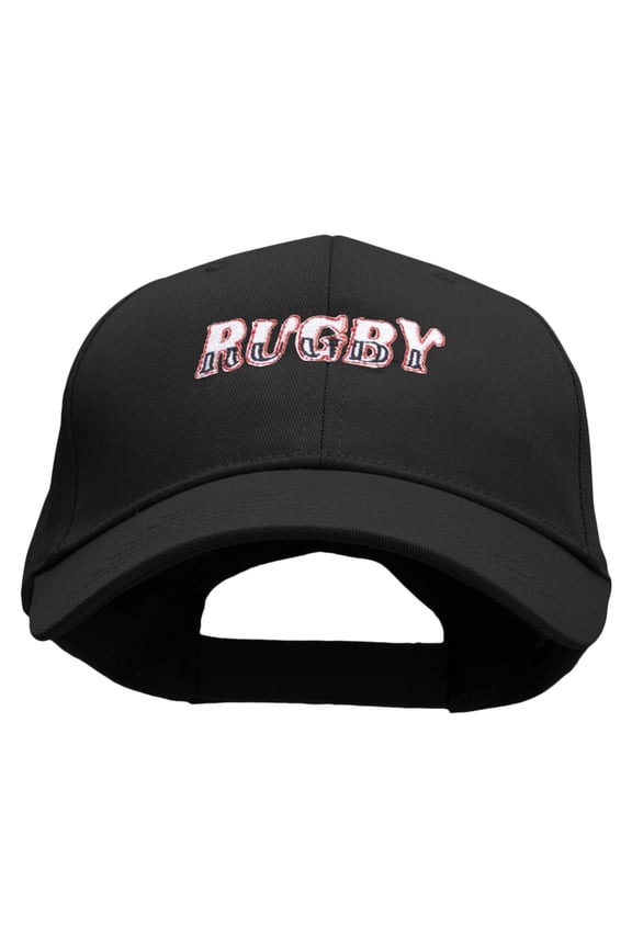 Rugby Word Embroidered Low Profile Structured Cap - Black OSFM