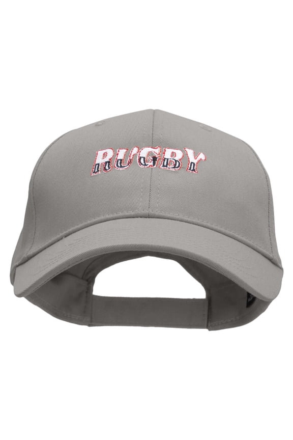 Rugby Word Embroidered Low Profile Structured Cap - Grey OSFM
