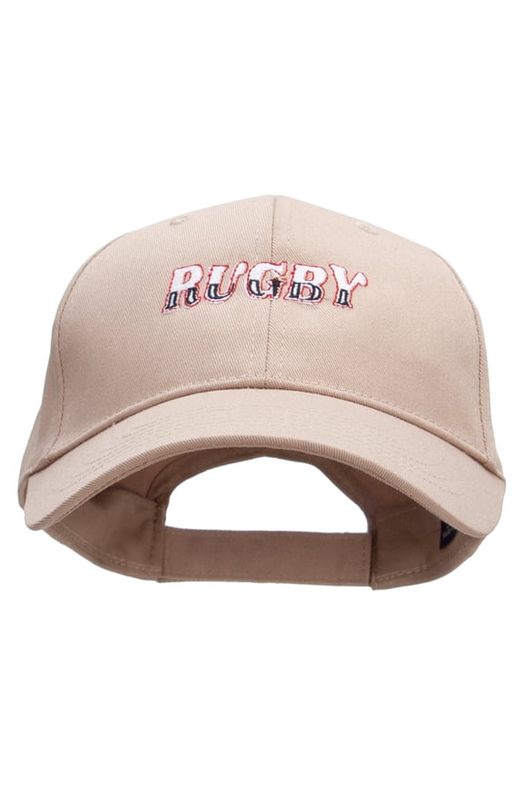 Rugby Word Embroidered Low Profile Structured Cap - Khaki OSFM