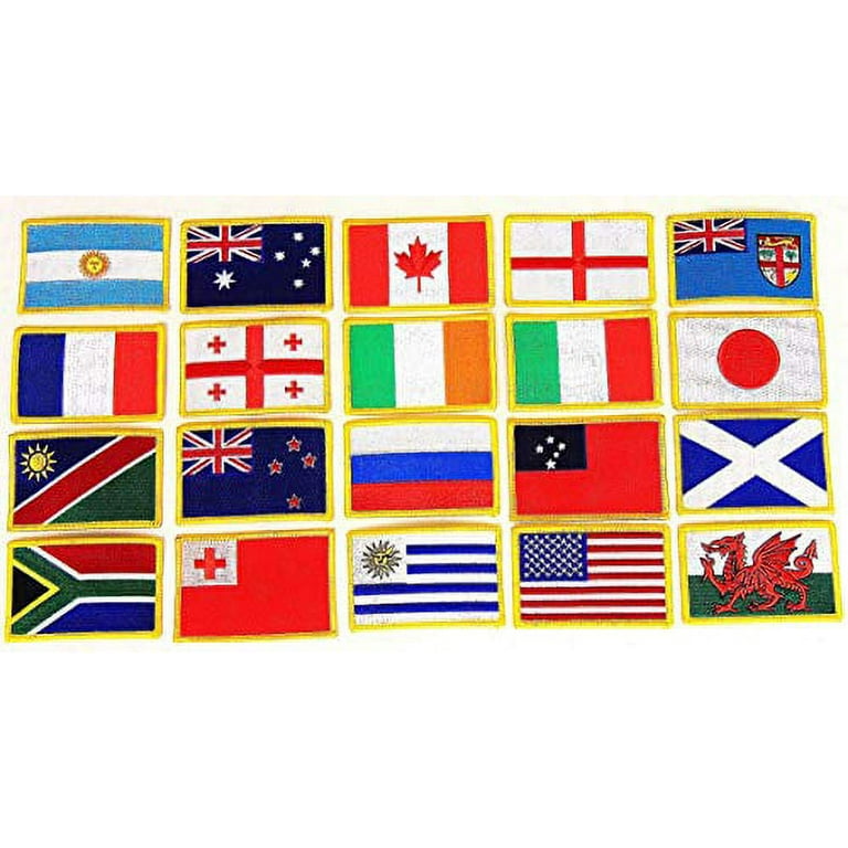 Rugby World Cup 2019 Flag Patch Set - Set of 20 Embroidered Flag Patches  3.50 x 2.25, One Flag Patch for Each Team Competing for The Cup; Iron On  or