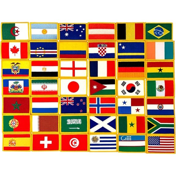 Rugby World Cup 2019 Flag Patch Set - Set of 20 Embroidered Flag Patches 3.50" x 2.25", One Flag Patch for Each Team Competing for The Cup; Iron On or Sew On Flag Patch Emblem