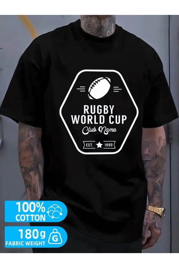 Rugby World Cup for men black 180G 100% Cotton Unique designs, summer prints Classic Unisex Shirt Short Sleeve tshirts Casual Unisex Shirt Crewneck tshirts