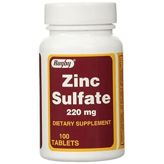 Rugby Zinc Sulfate Dietary Supplement Tablets, 220 mg, 100 Count