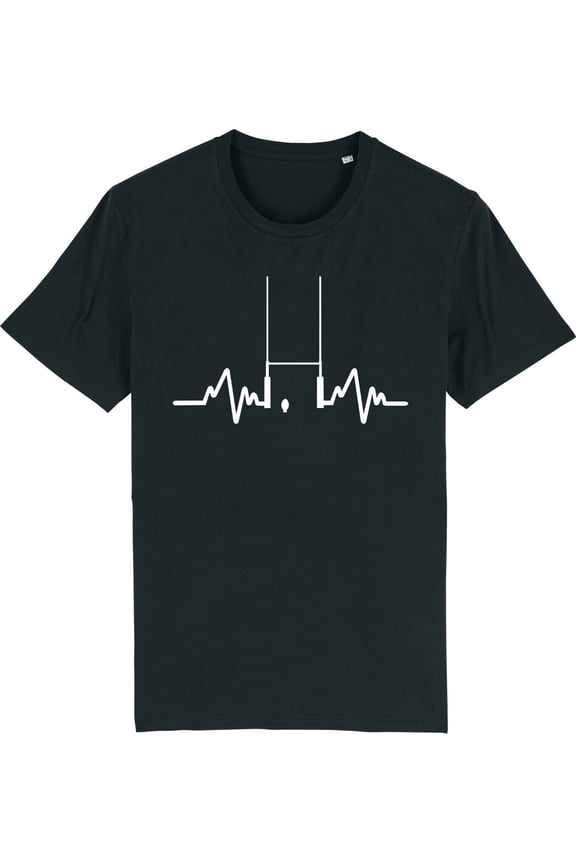 Rugby heartbeat pulse rugger lover player funny t-shirt