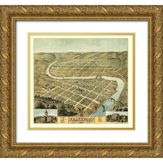 Ruger 13x12 Gold Ornate Wood Framed with Double Matting Museum Art Print Titled - Frankfort Kentucky - Ruger 1871