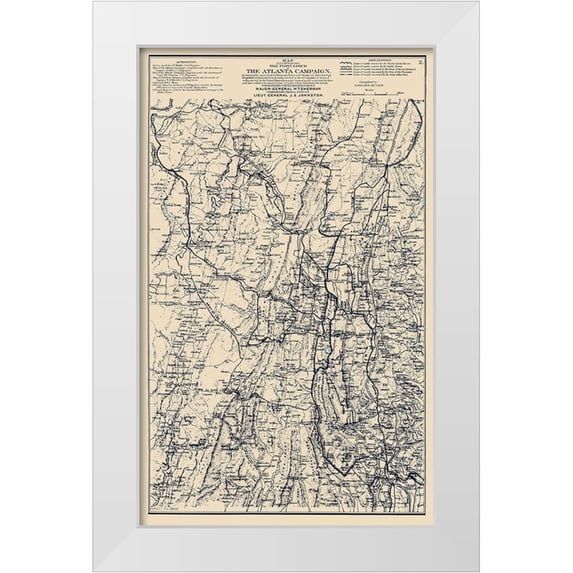 Ruger 13x18 White Modern Wood Framed Museum Art Print Titled - First Epoch of Atlanta Campaign - Ruger 1864