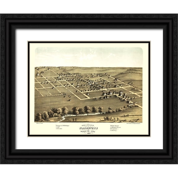 Ruger 18x15 Black Ornate Wood Framed with Double Matting Museum Art Print Titled - Blairstown Iowa - Ruger 1903