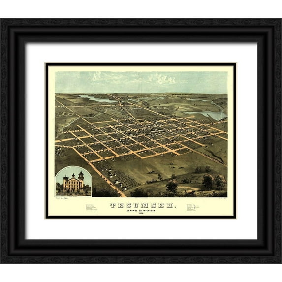 Ruger 18x15 Black Ornate Wood Framed with Double Matting Museum Art Print Titled - Tecumseh Michigan - Ruger 1868