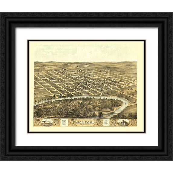 Ruger 32x26 Black Ornate Wood Framed with Double Matting Museum Art Print Titled - Marengo Iowa - Ruger 1868