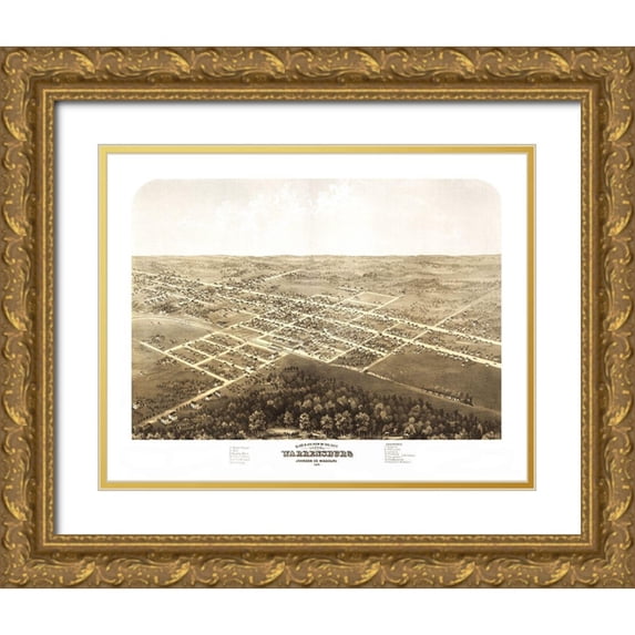 Ruger 32x26 Gold Ornate Wood Framed with Double Matting Museum Art Print Titled - Warrensburg Missouri - Ruger 1869