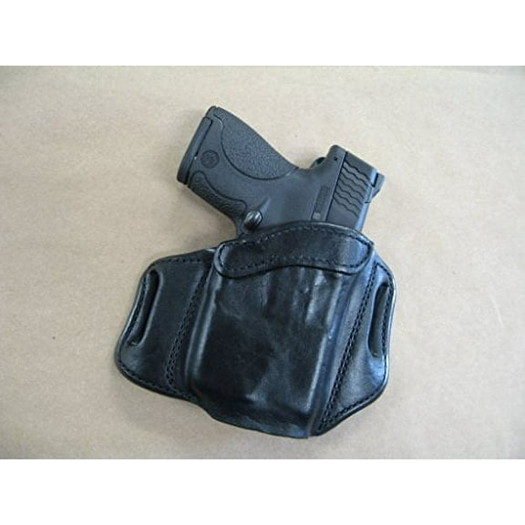 Ruger LC380 With LASER OWB Leather 2 Slot Molded Pancake Belt Holster BLACK RIGHT HAND