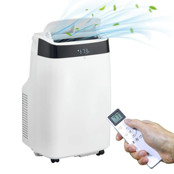 Rugerasy 10,000 BTU Portable Air Conditioner, Cools up to 450 Sq. Ft, Multifunctional Floor AC Unit With Dehumidifier, Fan, Auto, Sleep Modes, Remote Control & Window Kit Included, 24H Timer