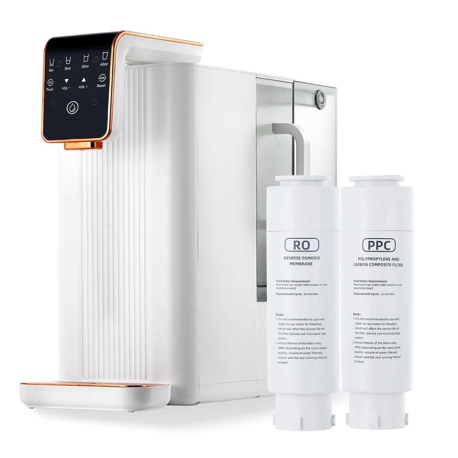 Rugerasy 100GPD Countertop Reverse Osmosis Water Filter,5-Stage Water Filtration System with Portable Pitcher,4:1 Pure to Drain,TDS Real-Time Displaying & 4L RawTank/1.5L Pure Tank,White
