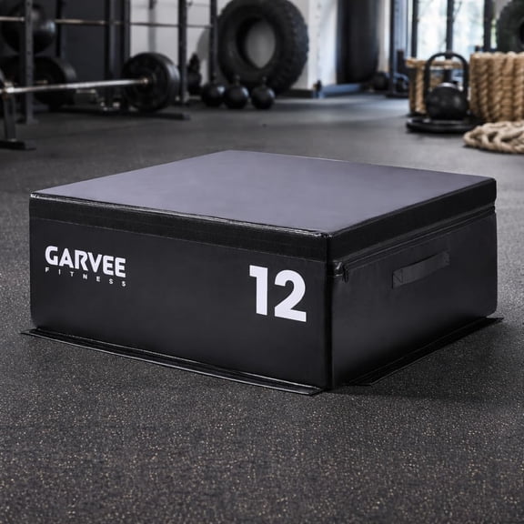 Rugerasy 12 Inch Plyo Box,Soft Plyometric Box,Stackable Adjustable Plyometric Jump Box,Foam Plyo Box for Home Gym,Strength Training,Black