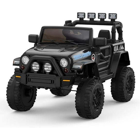 Rugerasy 12V Electric Car for with Remote Control, 2-Seater, Black