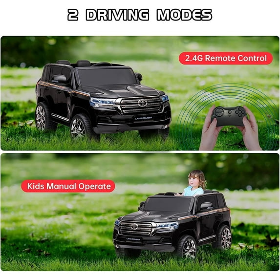 Rugerasy 12V Ride on Car,Motorized Electric Vehicle Remote Control,4 Wheels Toy Car Electric Vehicle,LED HeadLights,Double Open Doors,Black2