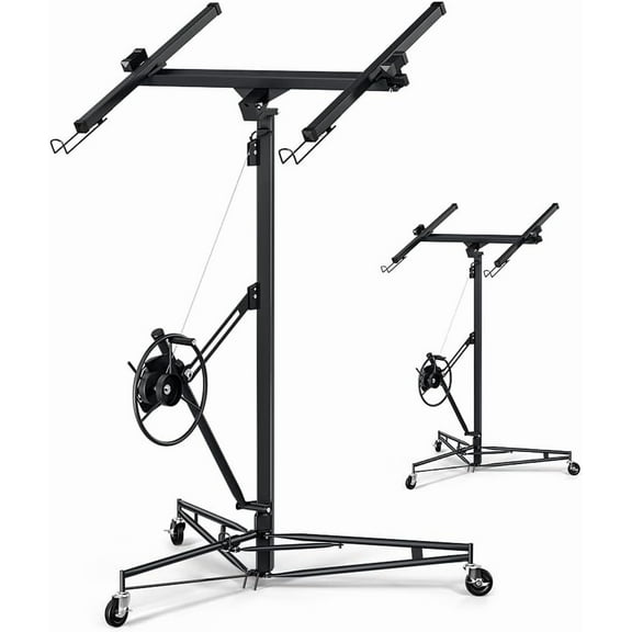 Rugerasy 16 Ft Drywall Lift, Heavy Duty Sheetrock Lift with Wheels, Black