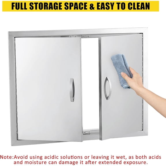 Rugerasy 17W x 24H inches Kitchen Cabinet Doors,Stainless Steel Outdoor Double Wall with Vent Panel,Magnetic Closure & 5-Ply Backing for Grill Islands