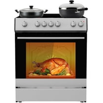 Rugerasy 1Pcs Stainless Steel 30" Freestanding Electric Range Oven (Knob),Silver